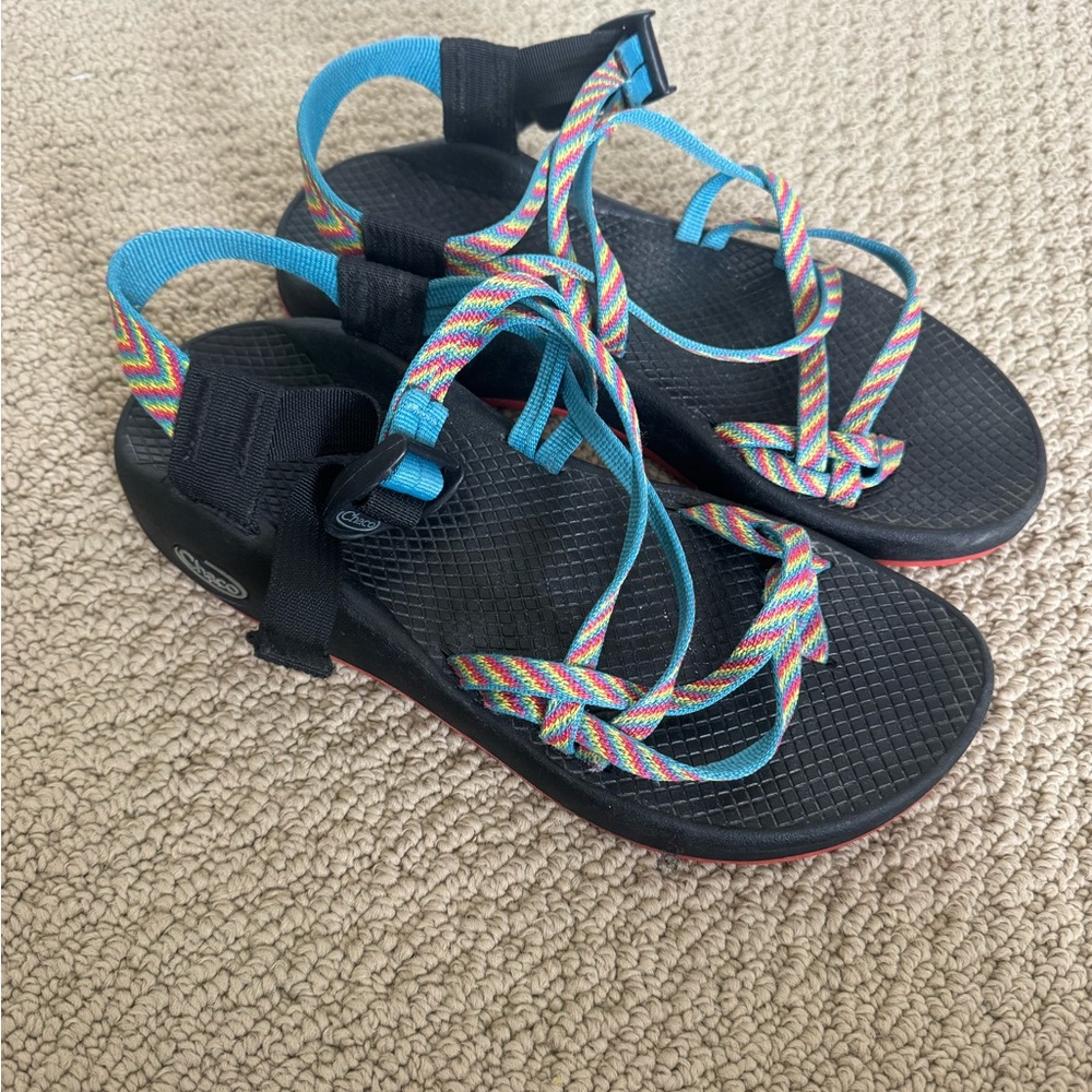 Chaco Black and Blue Sandals with Adjustable Straps
